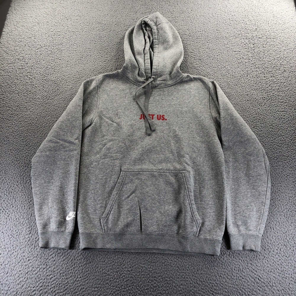 Kith x nike Hoodie Mens S Heather Gray Just Us Pullover Hooded Sweatshirt Logo
